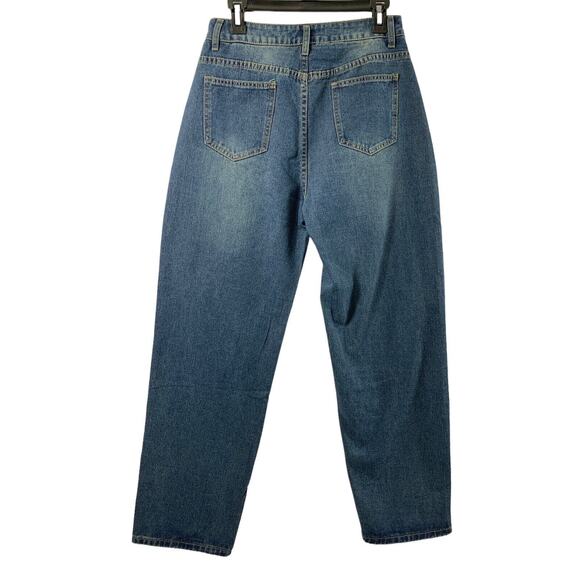 Womens Button Fly Jeans Size 28 " Waist High Rise Medium Wash Denim Straight - Picture 2 of 9